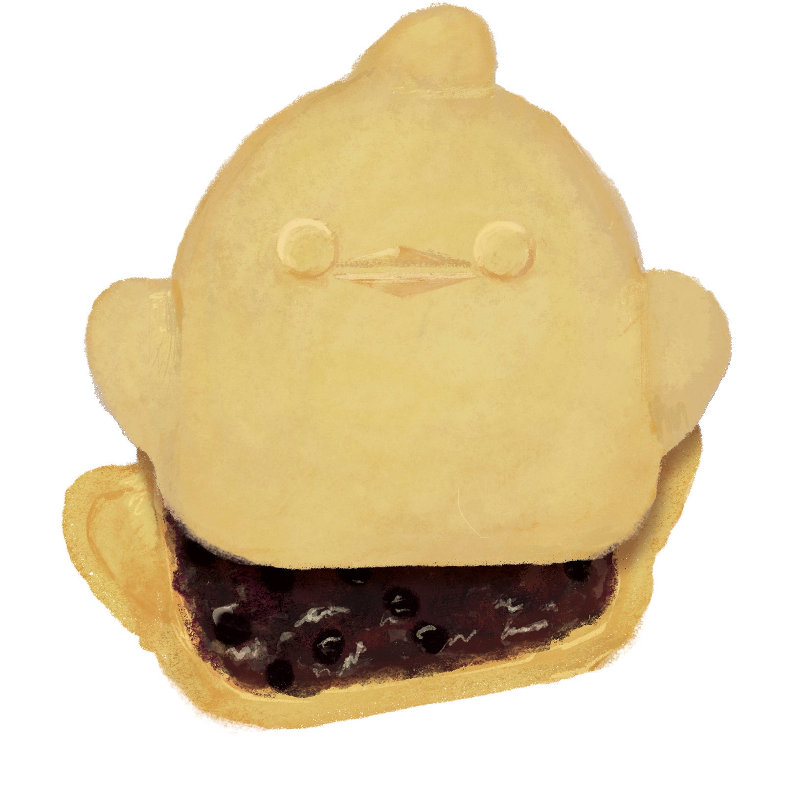 ぴよりんの形の最中皮に手作り餡が包まれたぴよりんもなか